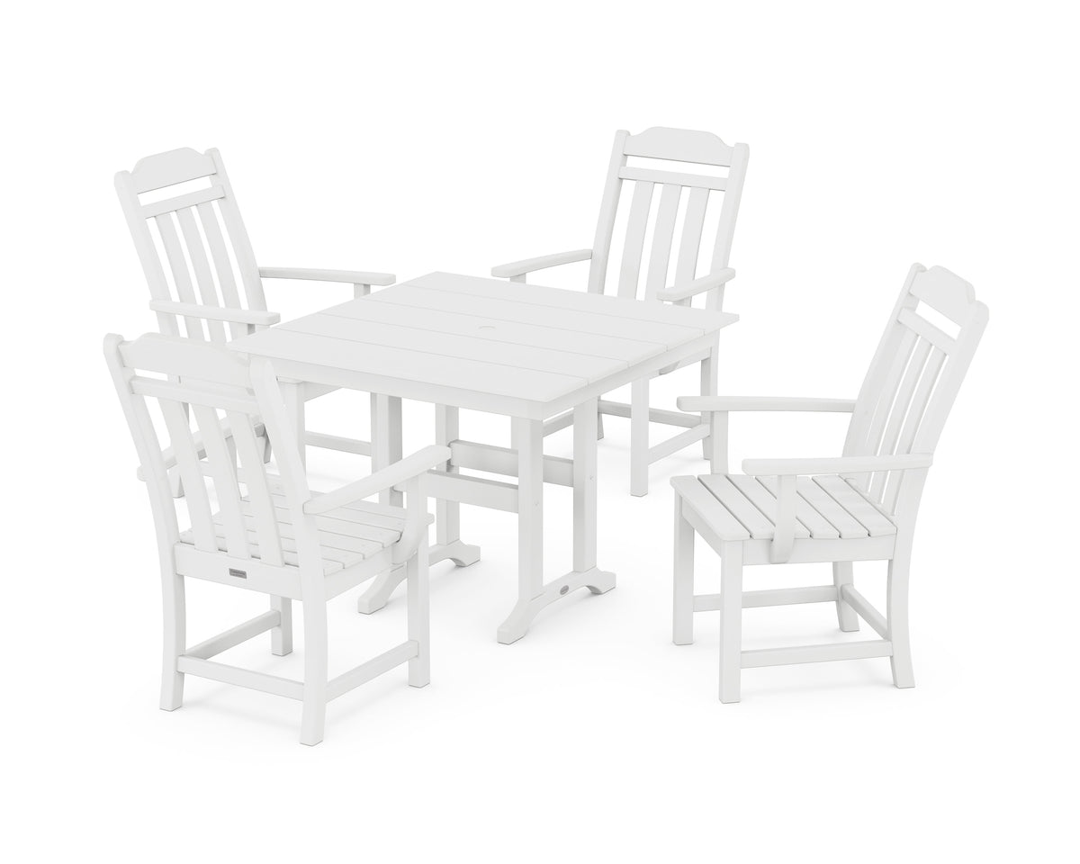 POLYWOOD Cottage 5-Piece Farmhouse Dining Set in White