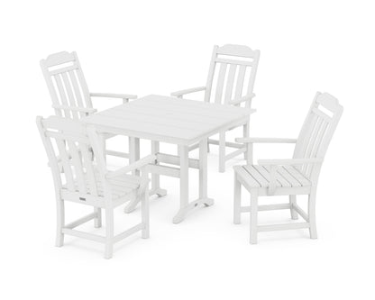 POLYWOOD Cottage 5-Piece Farmhouse Dining Set in White