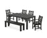 POLYWOOD Chippendale 6-Piece Parsons Dining Set with Bench in Black