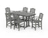POLYWOOD Savannah Arm Chair 7-Piece Farmhouse Counter Set with Trestle Legs in Slate Grey