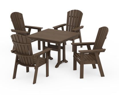 POLYWOOD Nautical Adirondack 5-Piece Farmhouse Dining Set with Trestle Legs - 37" Table in Kona