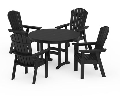 POLYWOOD Nautical Adirondack 5-Piece Round Farmhouse Dining Set in Black