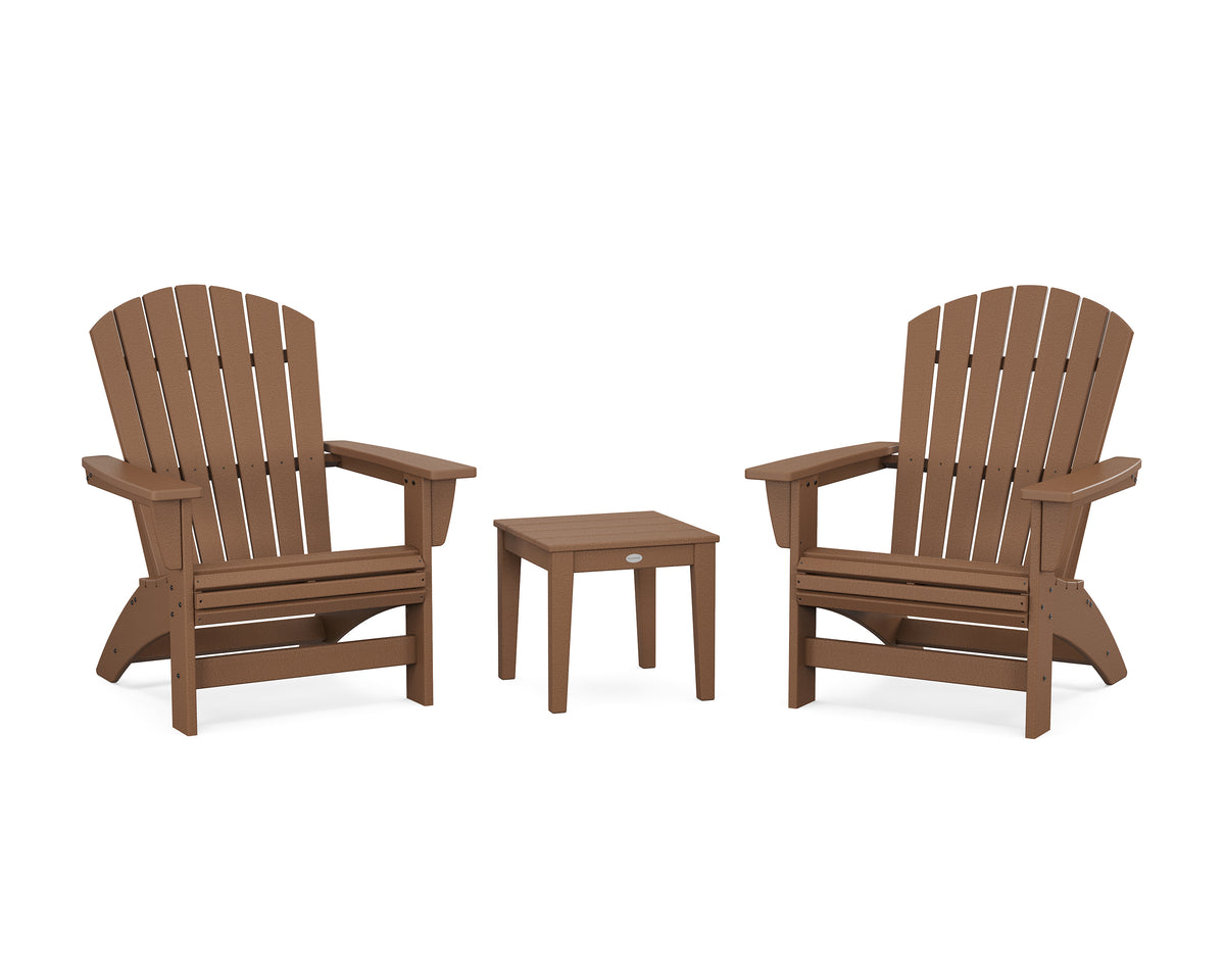 POLYWOOD 3-Piece Nautical Grand Adirondack Set in Teak