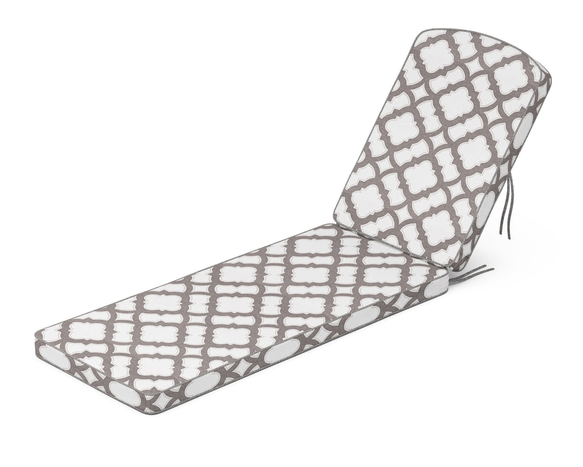 POLYWOOD Chinoiserie Chaise Cushion in Trellis Grey Mist