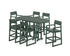 POLYWOOD EDGE Arm Chair 7-Piece Bar Set in Green