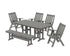 POLYWOOD Vineyard Folding Chair 6-Piece Dining Set with Bench in Slate Grey