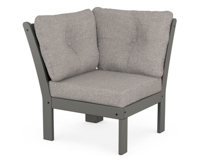 POLYWOOD Vineyard Modular Corner Chair in Slate Grey / Weathered Tweed