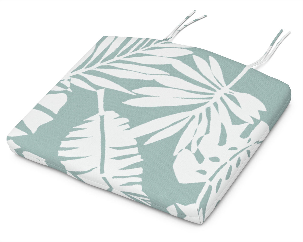 POLYWOOD Seat Cushion - 12.65"D x 15"W x 2.5"H in Leaf Glacier Spa