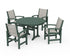 POLYWOOD Coastal 5-Piece Round Dining Set with Trestle Legs in Green / Birch