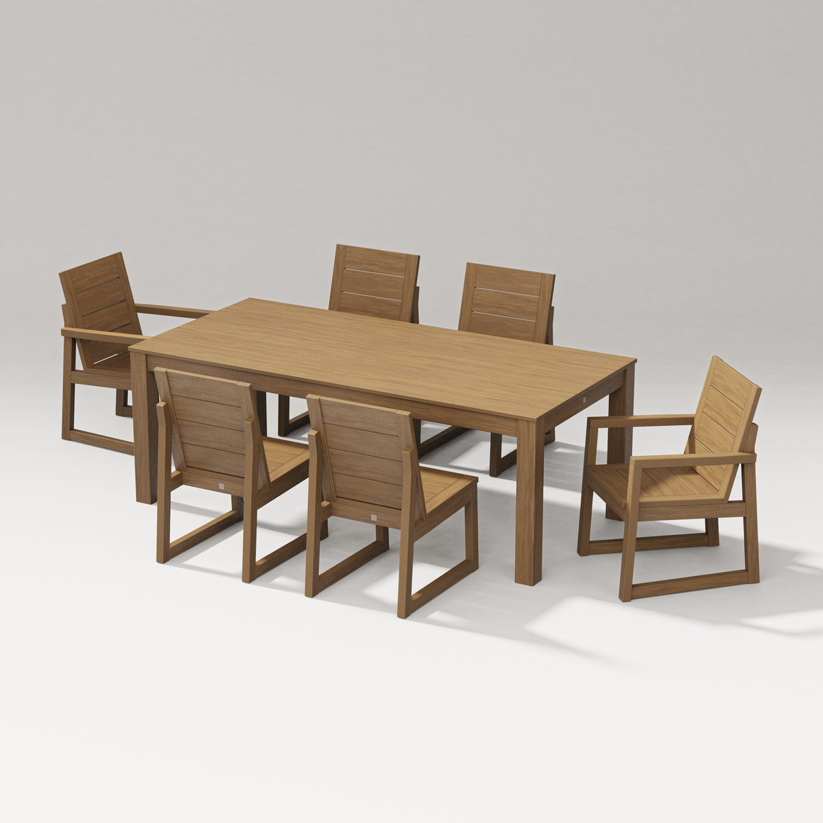 POLYWOOD PW Designer Series Elevate 7-Piece Parsons Table Dining Set with PW Designer Series Elevate Dining Side Chair in Natural