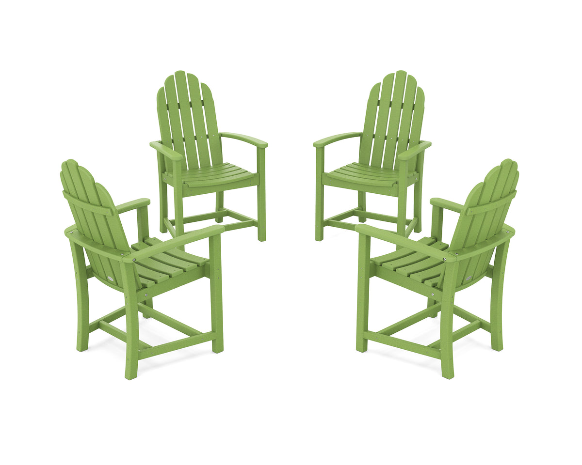 POLYWOOD Classic 4-Piece Upright Adirondack Conversation Set in Lime