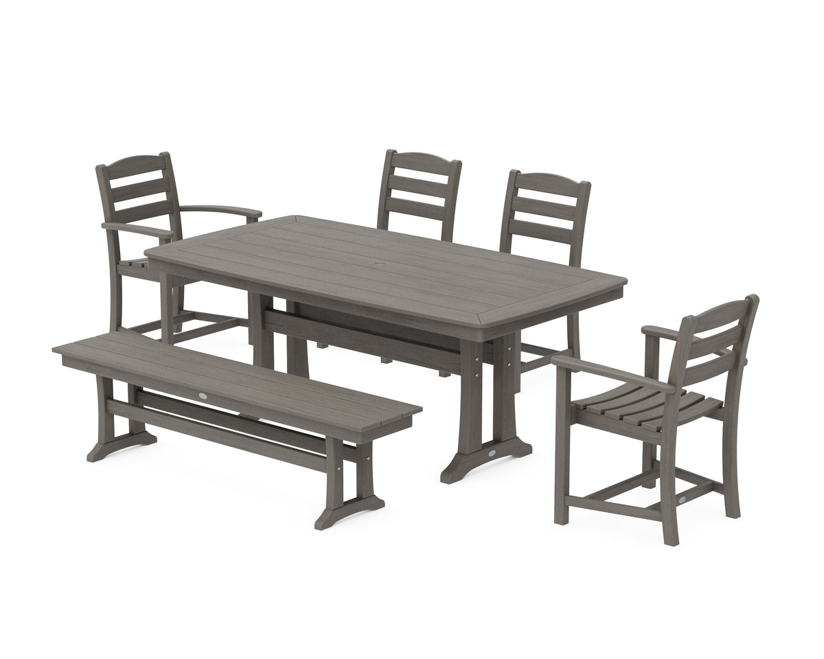 POLYWOOD La Casa Café 6-Piece Dining Set with Trestle Legs in Driftwood