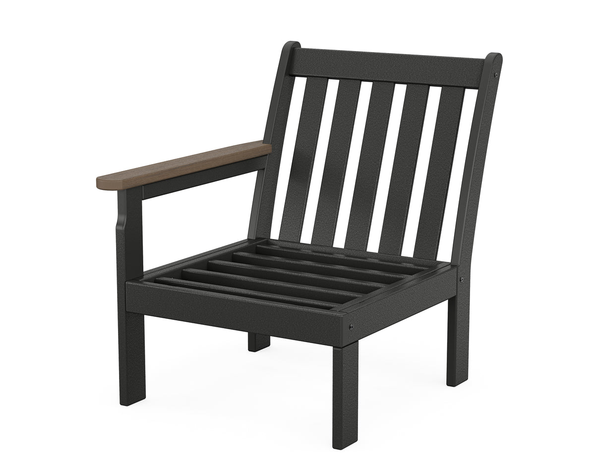 POLYWOOD Vineyard Modular Left Arm Chair Frame in Black / Kona
