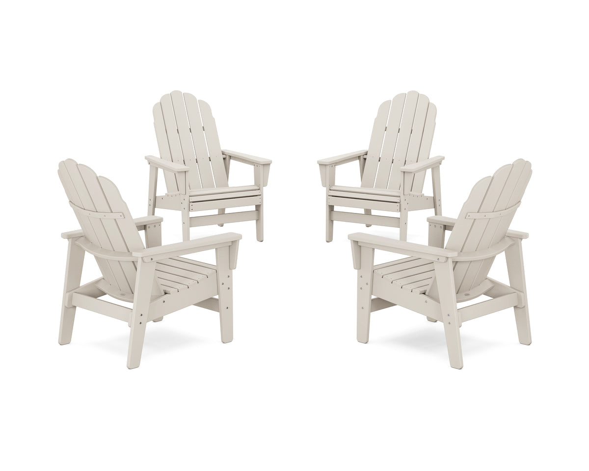 POLYWOOD 4-Piece Vineyard Grand Upright Adirondack Chair Conversation Set in Sand
