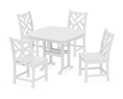 POLYWOOD Chippendale 5-Piece Side Chair Dining Set in White