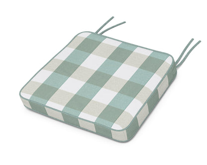 POLYWOOD Chinoiserie Arm Chair Seat Cushion in Buffalo Plaid Glacier Spa