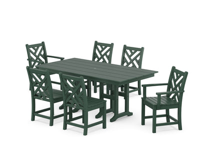 POLYWOOD Chippendale 7-Piece Farmhouse Dining Set in Green