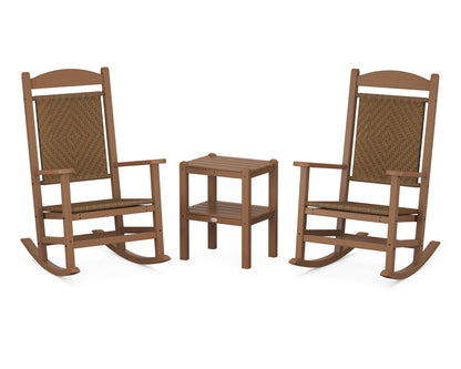 POLYWOOD Presidential Woven Rocker 3-Piece Set in Teak / Tigerwood