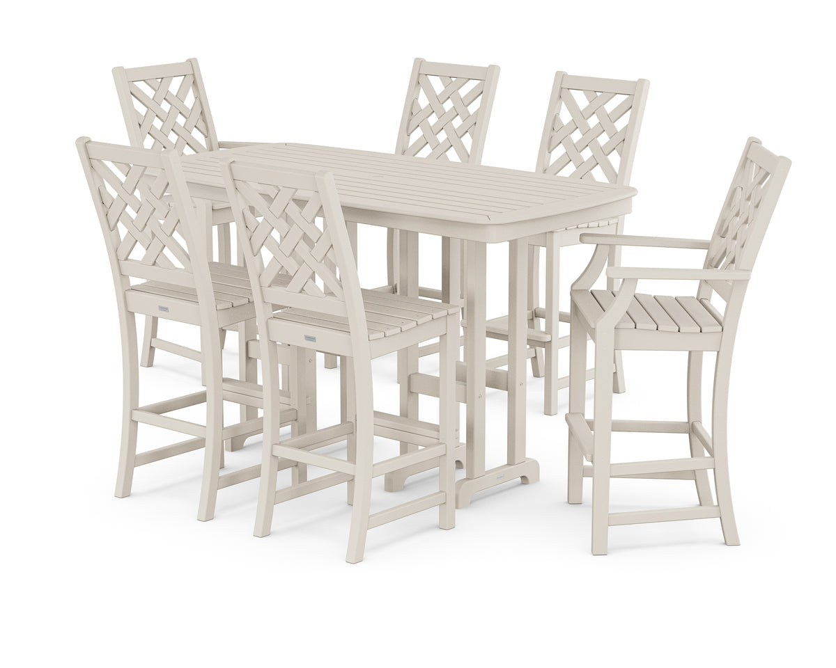 POLYWOOD Country Living Wovendale 7-Piece Bar Set in Sand