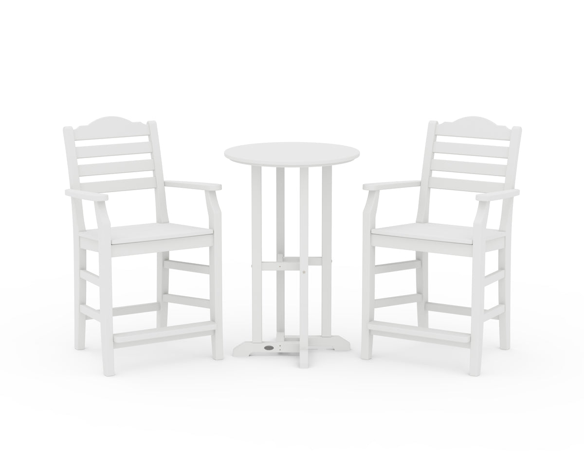 POLYWOOD Savannah 3-Piece Farmhouse Counter Set in White