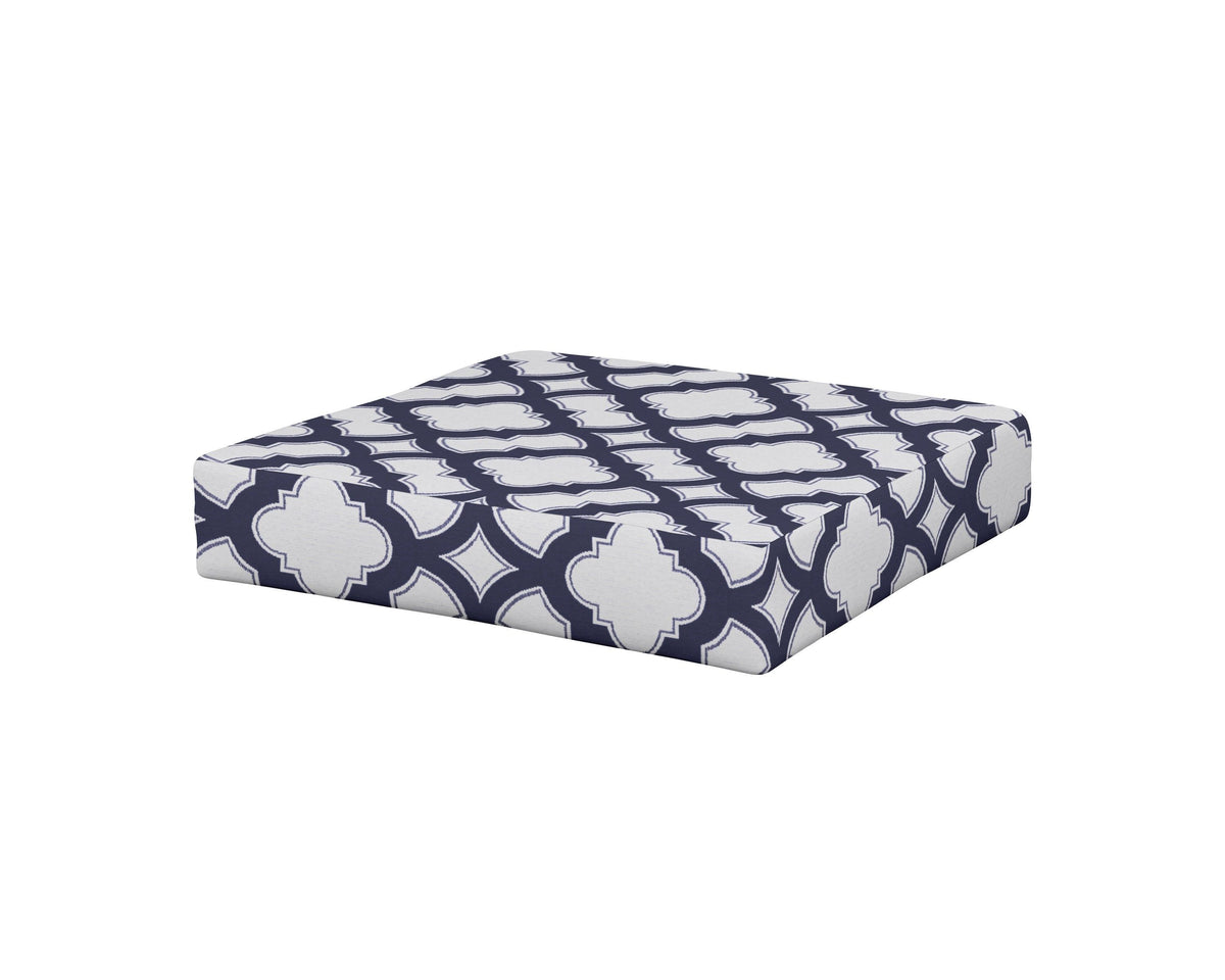 POLYWOOD Prescott Ottoman Cushion in Trellis Navy