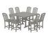 POLYWOOD Country Living Cottage 9-Piece Square Farmhouse Side Chair Counter Set with Trestle Legs in Slate Grey