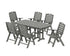 POLYWOOD Nautical Folding Highback Chair 7-Piece Dining Set in Slate Grey