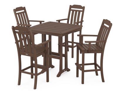 POLYWOOD Cottage 5-Piece Bar Set with Trestle Legs in Mahogany