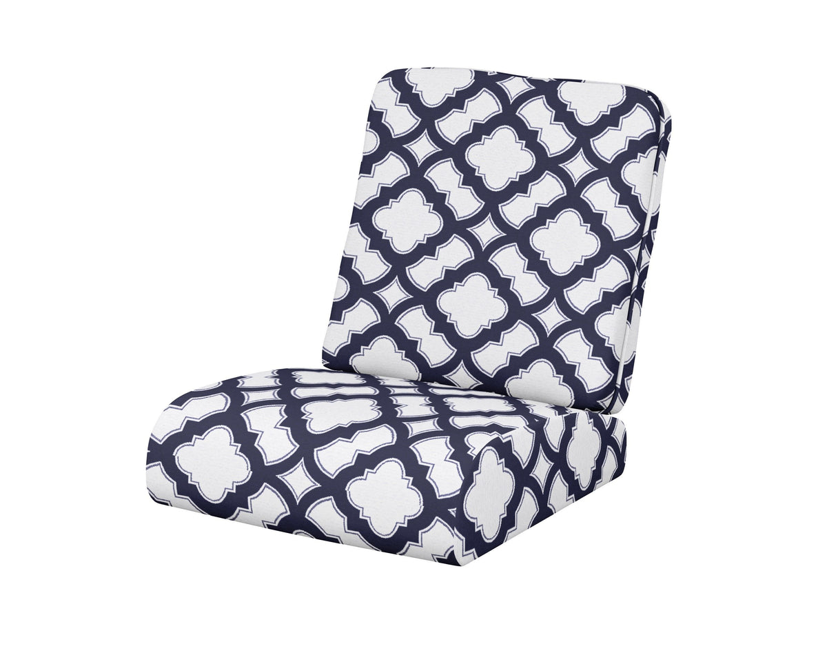 POLYWOOD Club Seat/Back Cushion in Trellis Navy