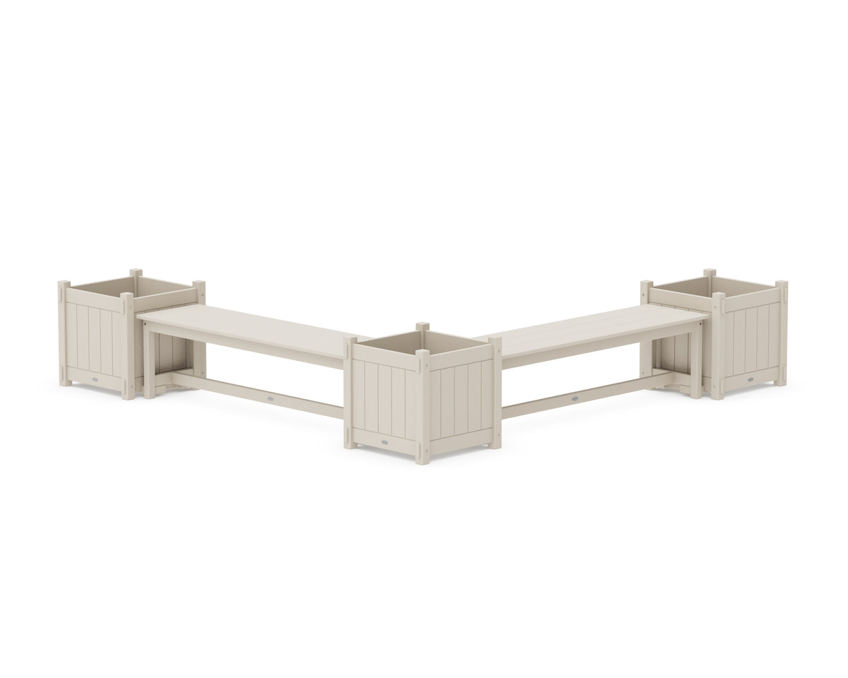 POLYWOOD 60" Vineyard L-Shaped Planter Bench Corner Set - Large in Sand