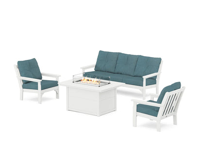 POLYWOOD Vineyard Deep Seating Fire Pit Table Set