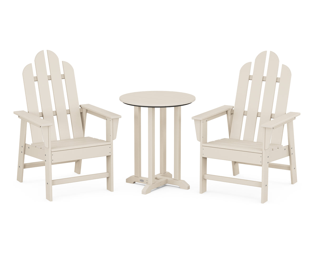 POLYWOOD Long Island 3-Piece Round Bistro Dining Set in Sand