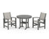 POLYWOOD Coastal 3-Piece Round Dining Set in Slate Grey / Birch