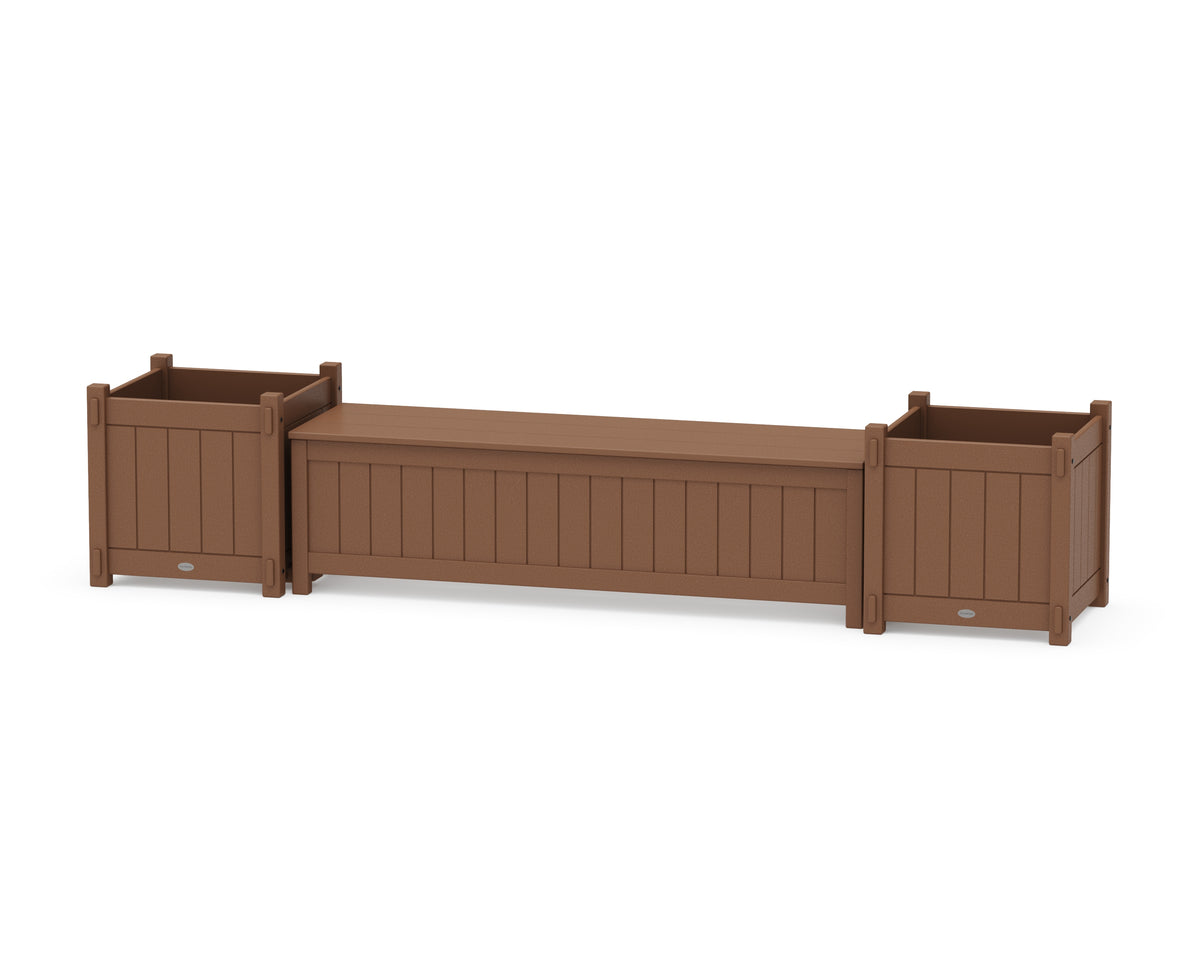POLYWOOD 60" Vineyard Straight Planter Storage Bench Set - Large in Teak