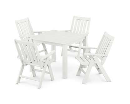 POLYWOOD Vineyard Folding Chair 5-Piece Parsons Dining Set in White