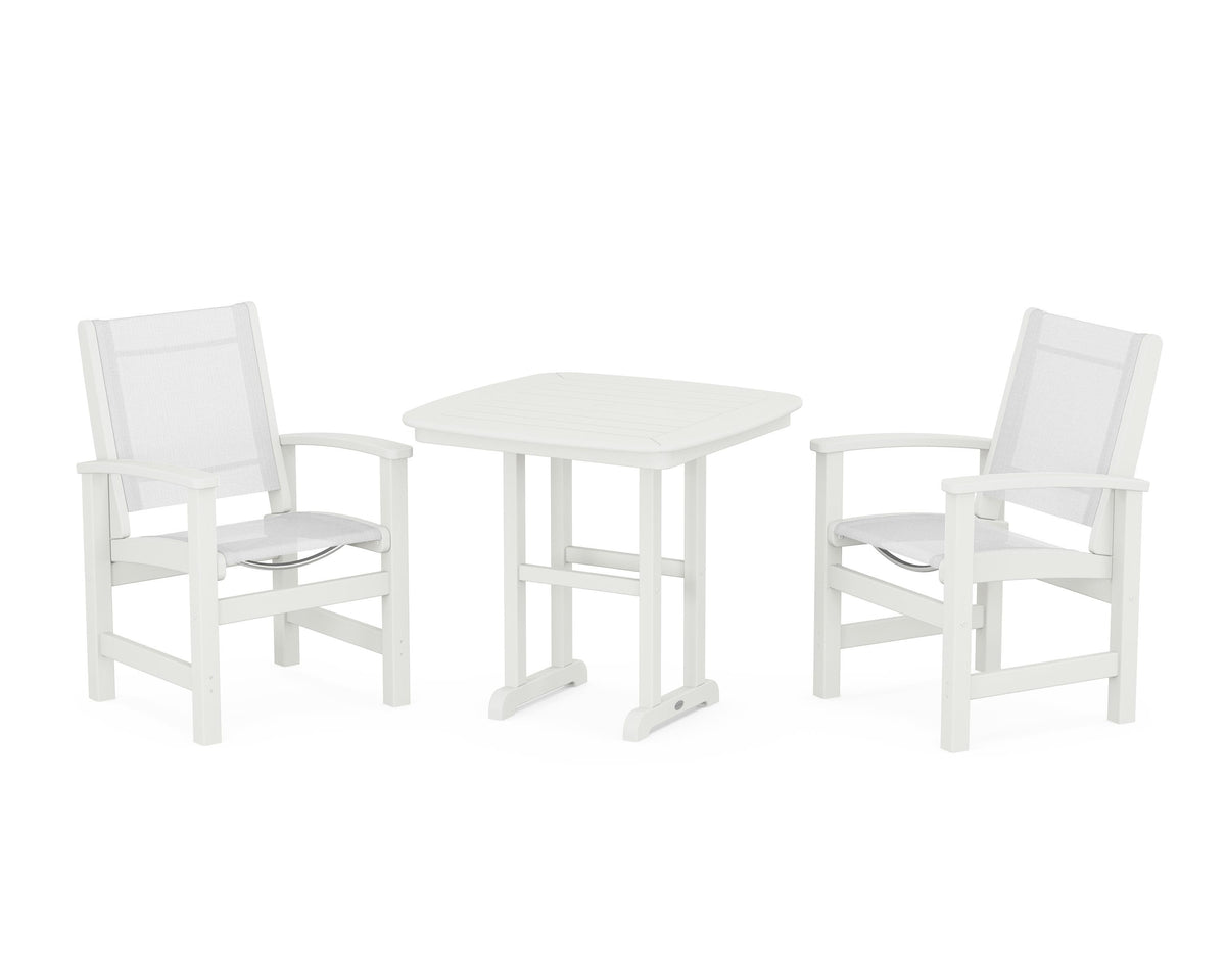 POLYWOOD Coastal 3-Piece Dining Set in Vintage White / White