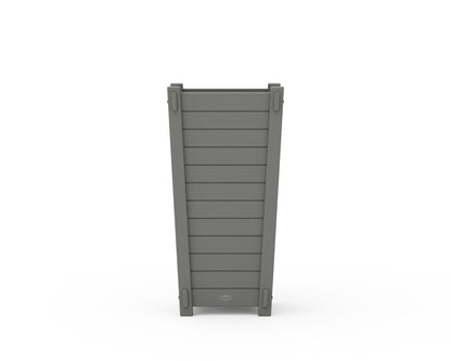 Angled view of the POLYWOOD Nautical Tapered Square Planter Box in Slate Grey