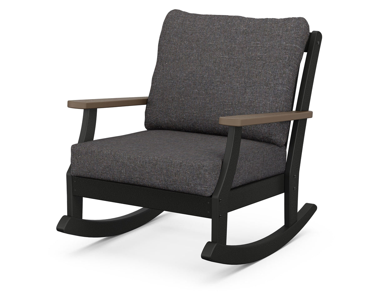 POLYWOOD Braxton Deep Seating Rocking Chair in Black / Kona / Ash Charcoal
