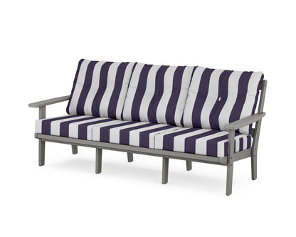 POLYWOOD Prairie Deep Seating Sofa in Slate Grey / Cabana Stripe Navy