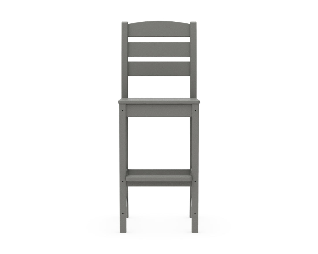 Angled view of the POLYWOOD Lakeside Bar Side Chair in Slate Grey