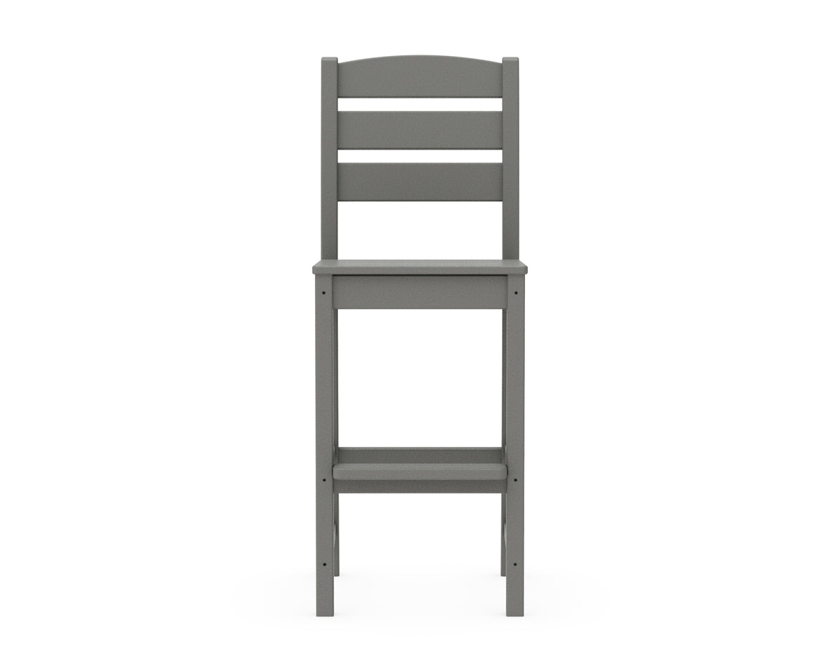 Angled view of the POLYWOOD Lakeside Bar Side Chair in Slate Grey
