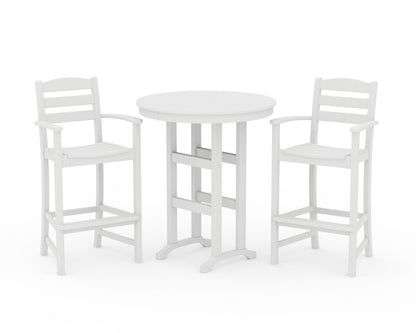 POLYWOOD La Casa Café 3-Piece Round Farmhouse Bar Set in White