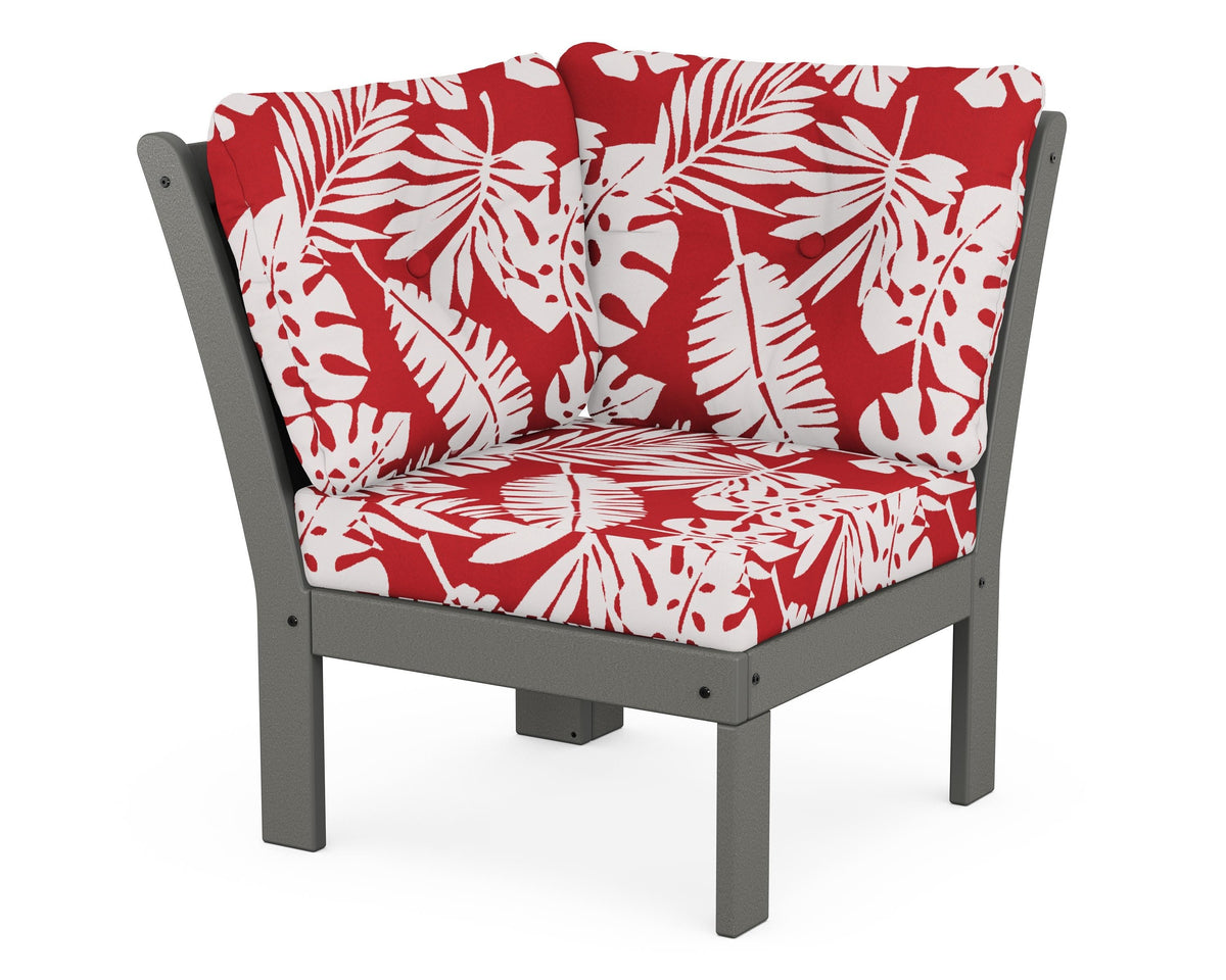 POLYWOOD Vineyard Modular Corner Chair in Slate Grey / Leaf Crimson