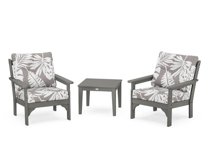 POLYWOOD Vineyard 3-Piece Deep Seating Set in Slate Grey / Leaf Grey Mist