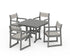 POLYWOOD EDGE Sling Arm Chair 5-Piece Farmhouse Dining Set in Slate Grey / Birch