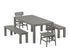 POLYWOOD Modern Studio Urban Chair 5-Piece Parsons Dining Set with Benches - 38" x 72" Table in Slate Grey