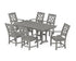 POLYWOOD Chinoiserie Arm Chair 7-Piece Farmhouse Dining Set in Slate Grey