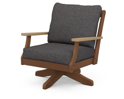 POLYWOOD Braxton Deep Seating Swivel Chair in Teak / Natural / Ash Charcoal