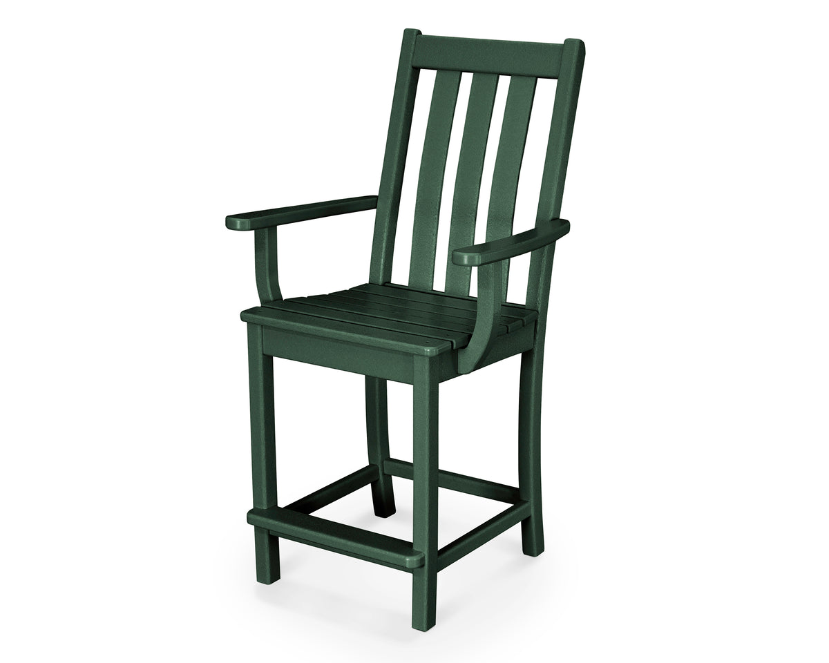 POLYWOOD Vineyard Counter Arm Chair in Green