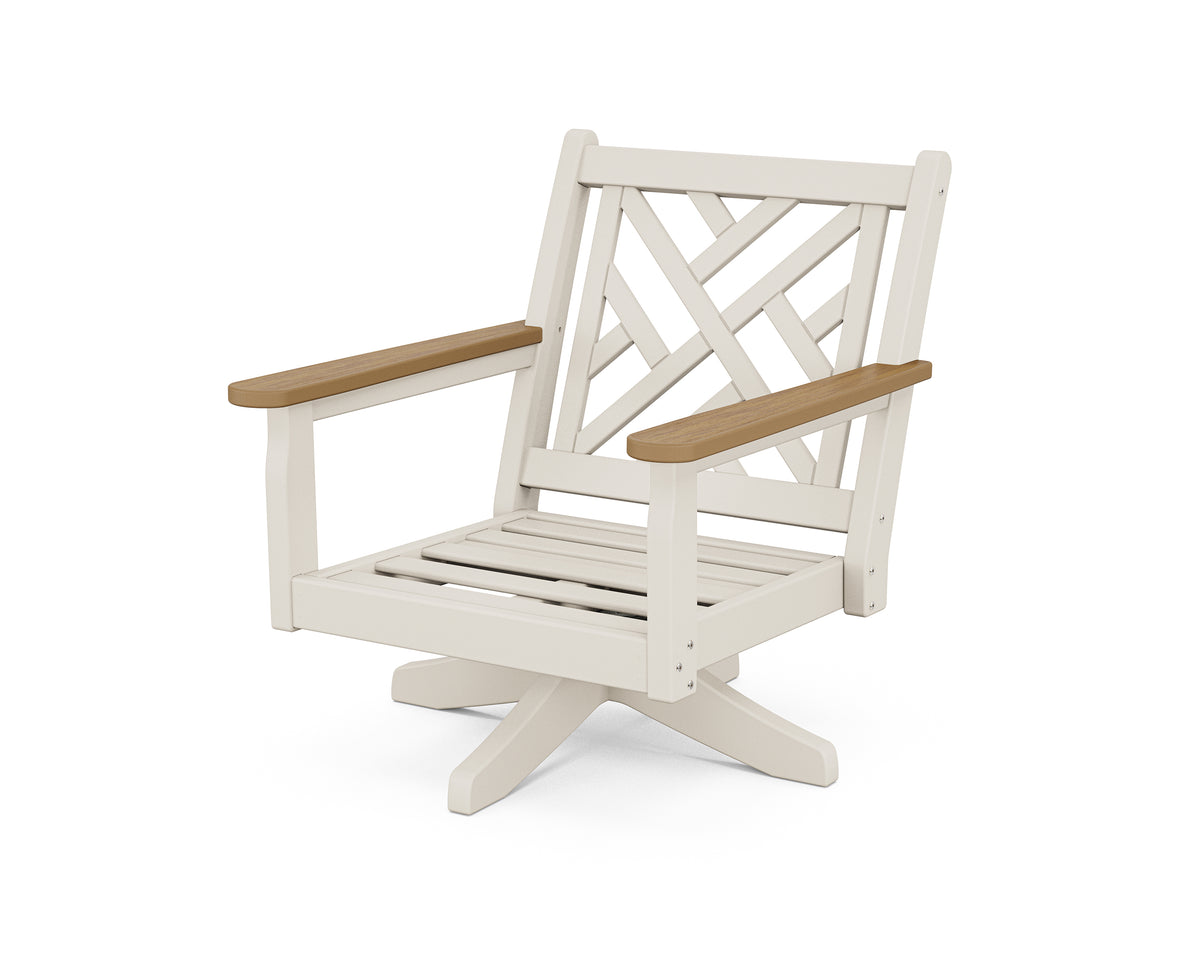 POLYWOOD Chippendale Deep Seating Swivel Chair Frame in Sand / Natural